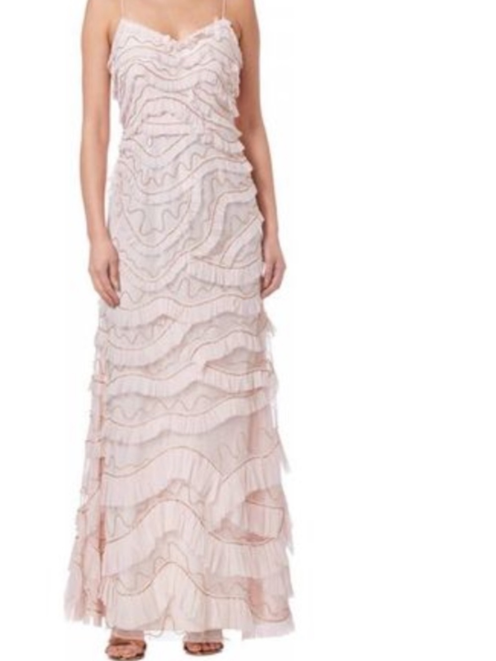 Aidan Mattox Pink and gold embroidered gown